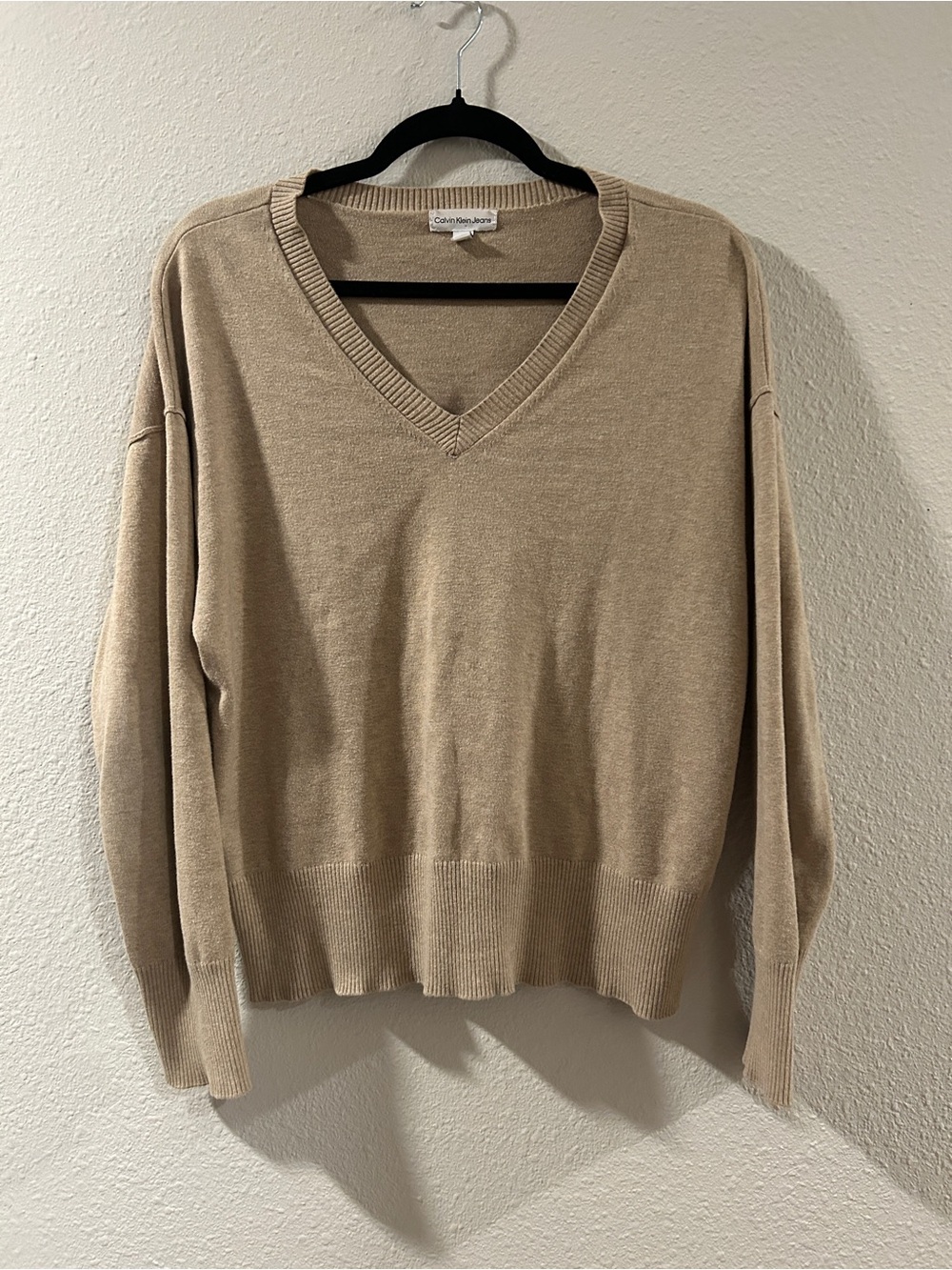 Calvin Klein Jeans Beige V-Neck Woman’s Sweater